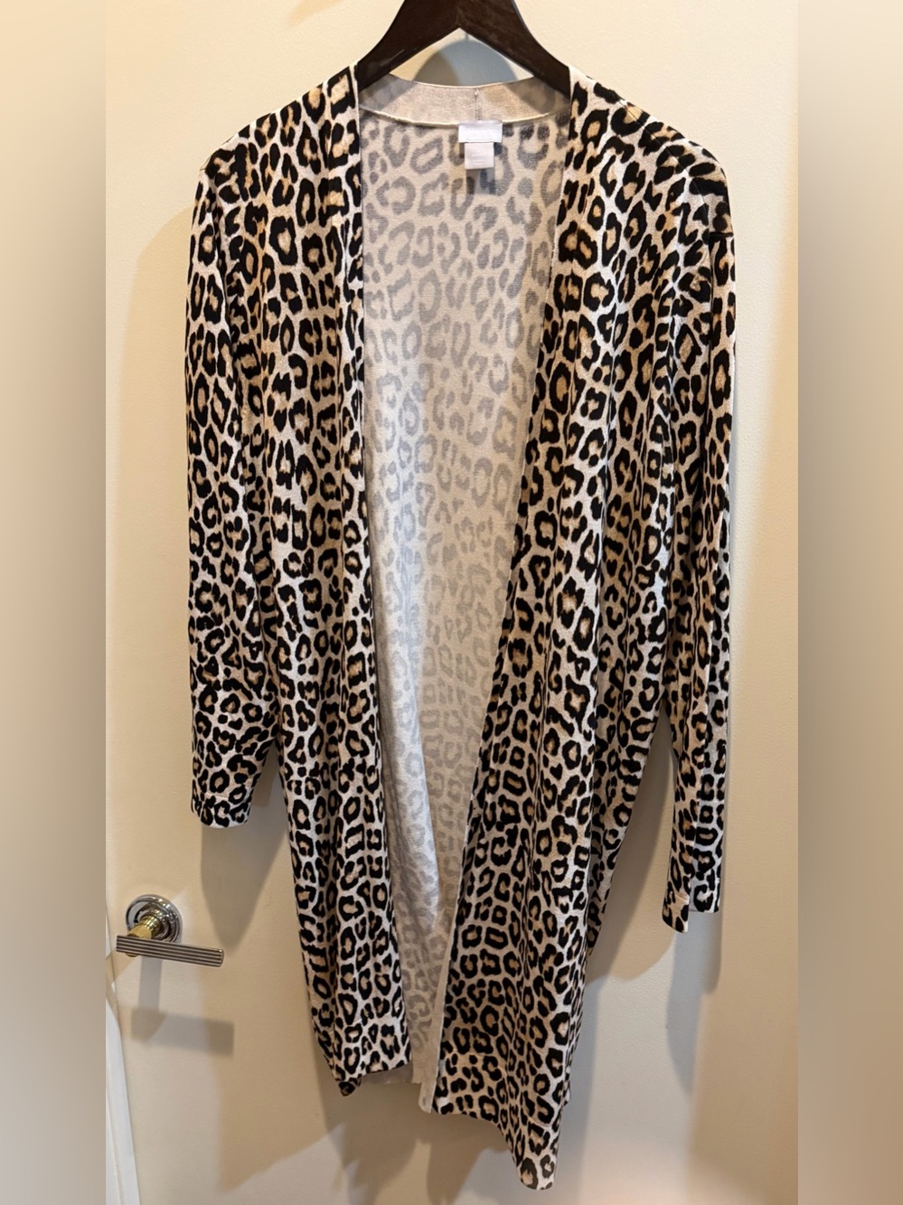 Chico's Leopard Print Open-Front Cardigan - Beige & Black-2